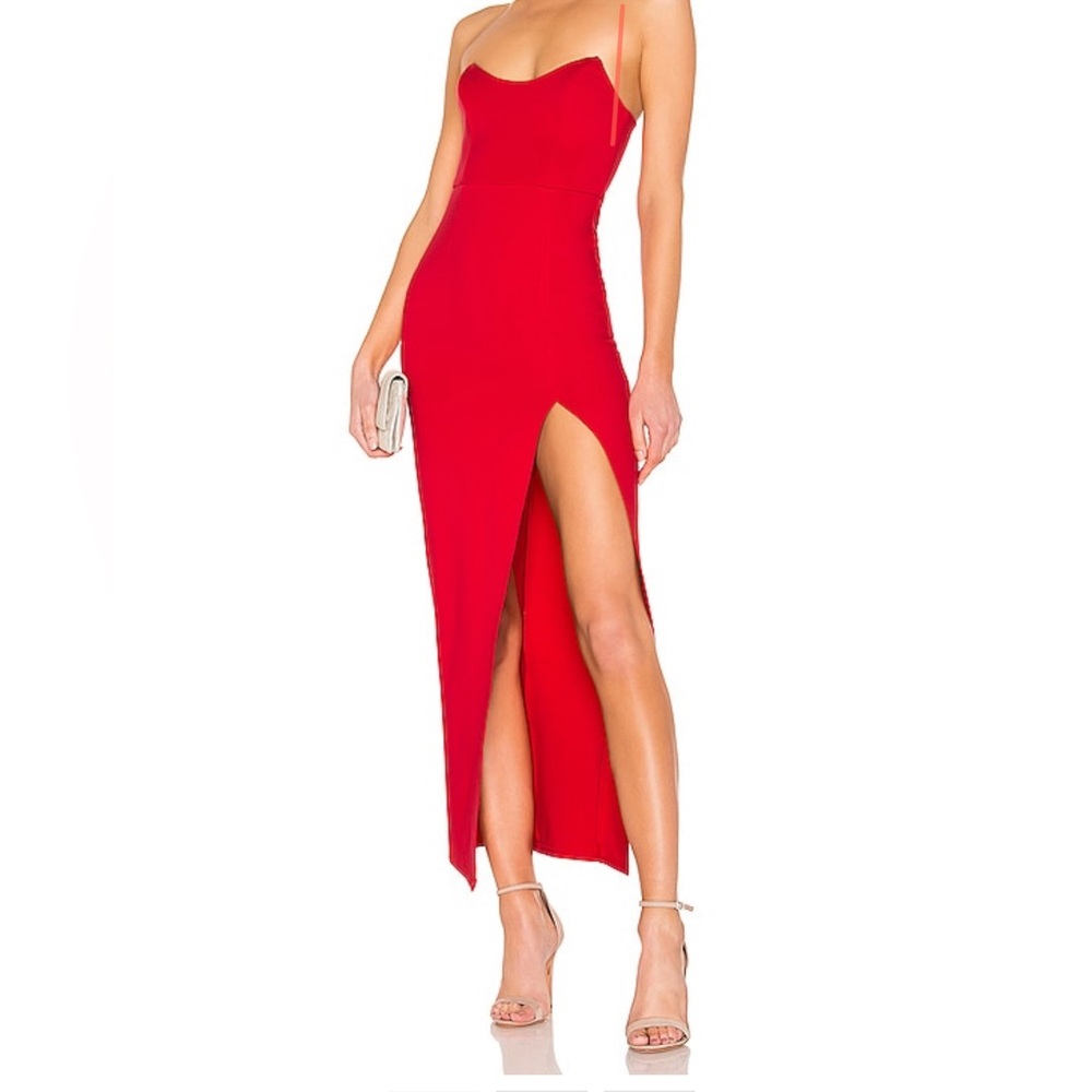 Superdown Red Revolve Strapless Gown